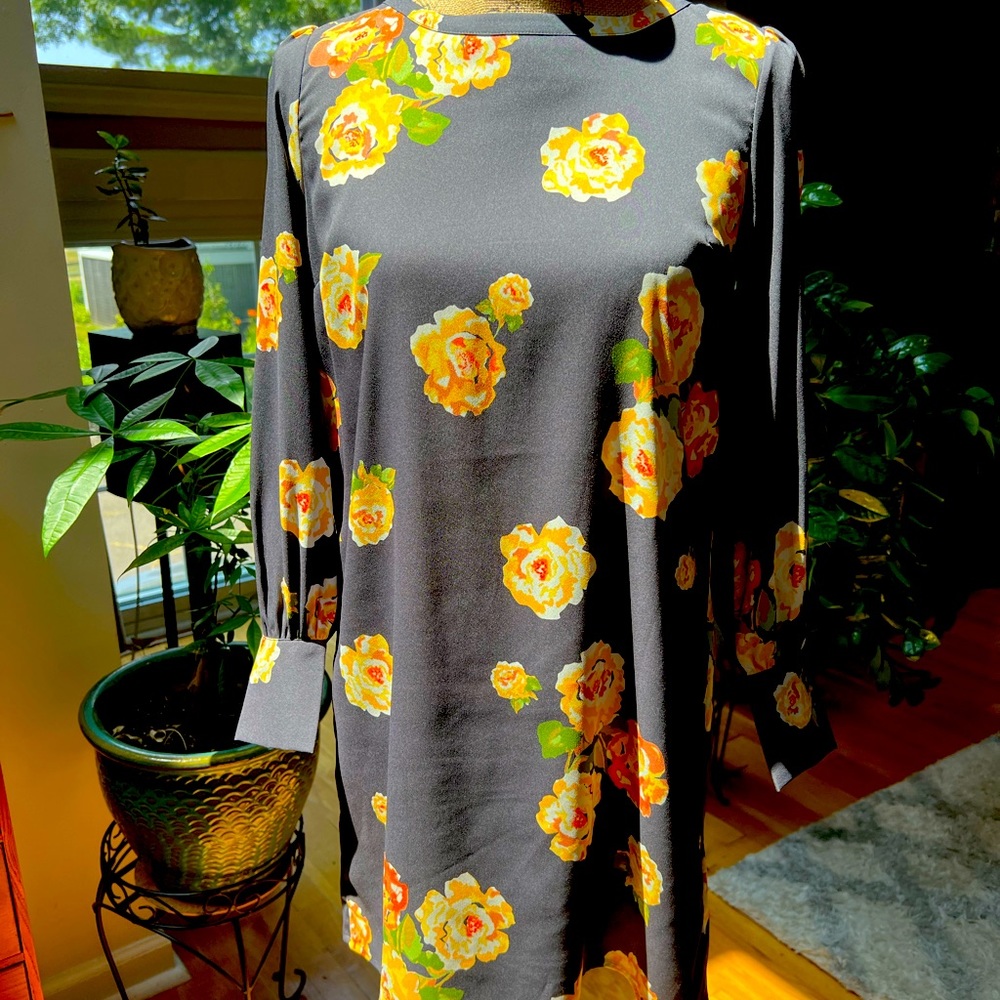 Sheer, navy/floral top/dress